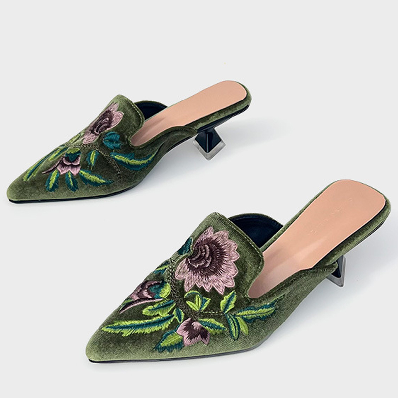 Embroidery Designer - Scarpe da Donna in Velluto Ricamato,