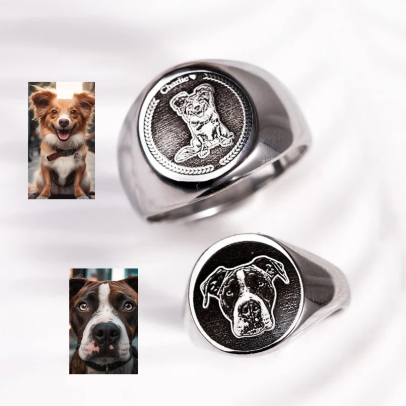Embroidery Alphabet - Anello con incisione personalizzata per uomo,