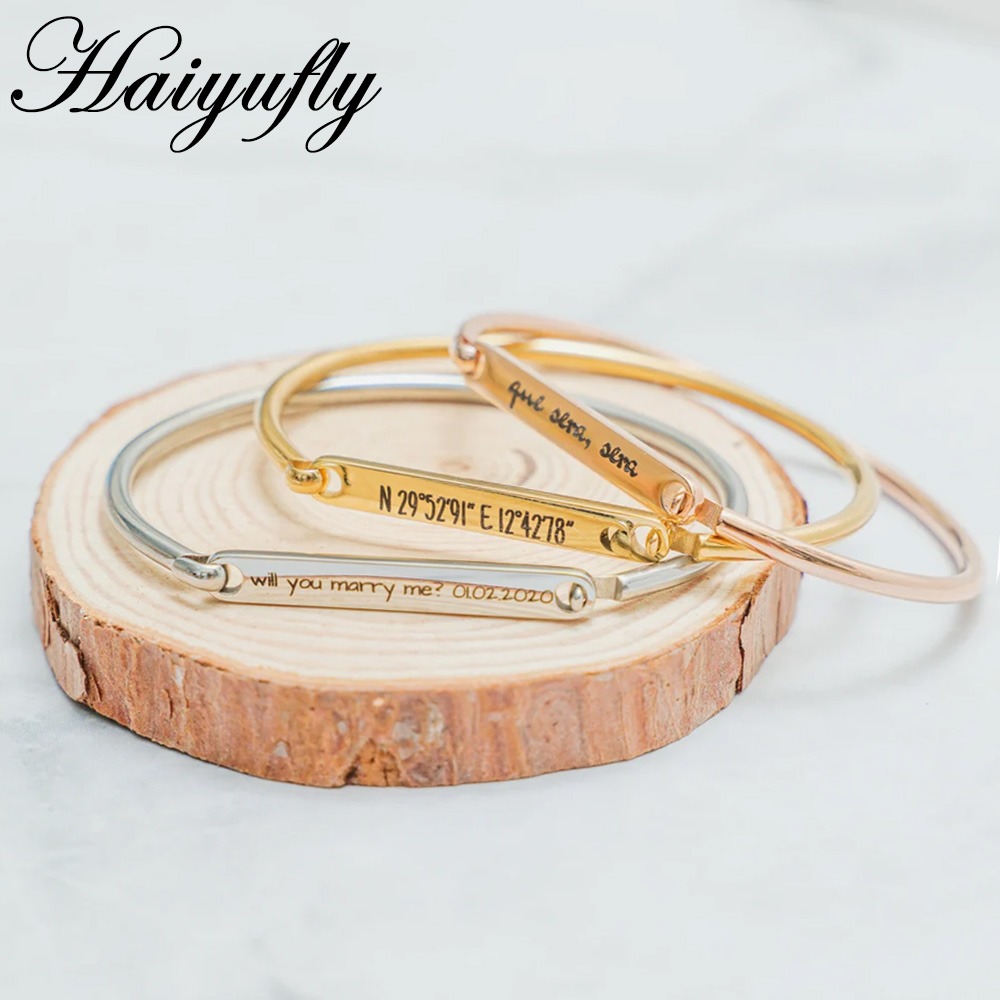 Embroidery Alphabet - Haiyufly incisione nome braccialetto a ferro