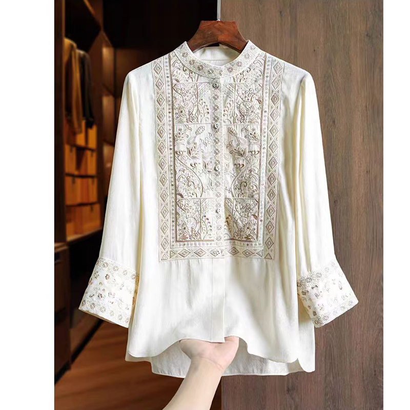 Embroidery Unique Design - Camicia Estiva in Seta e Rayon,
