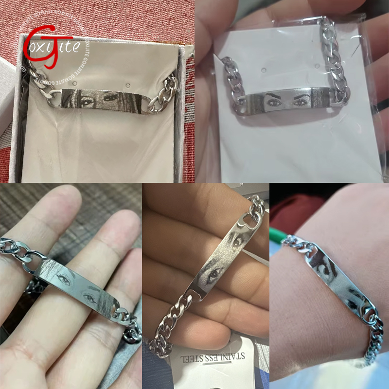 Embroidery Alphabet - Goxijite Bracciale con foto occhi personalizzati