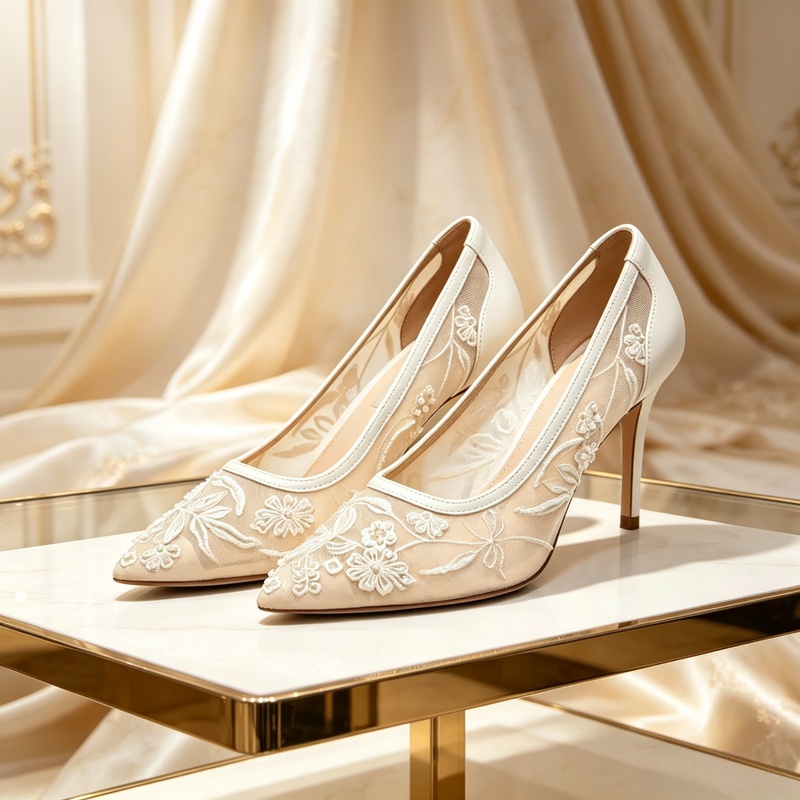 Embroidery Wedding - Scarpe con tacco alto a punta