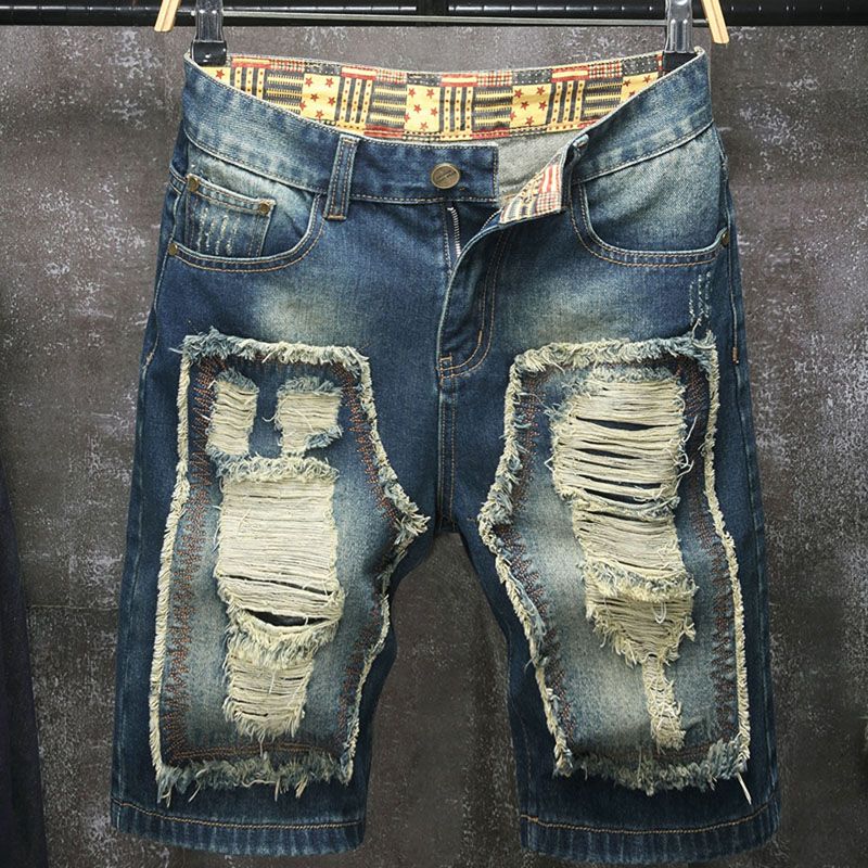 Embroidery Patches - Nuovi pantaloncini da uomo in jeans