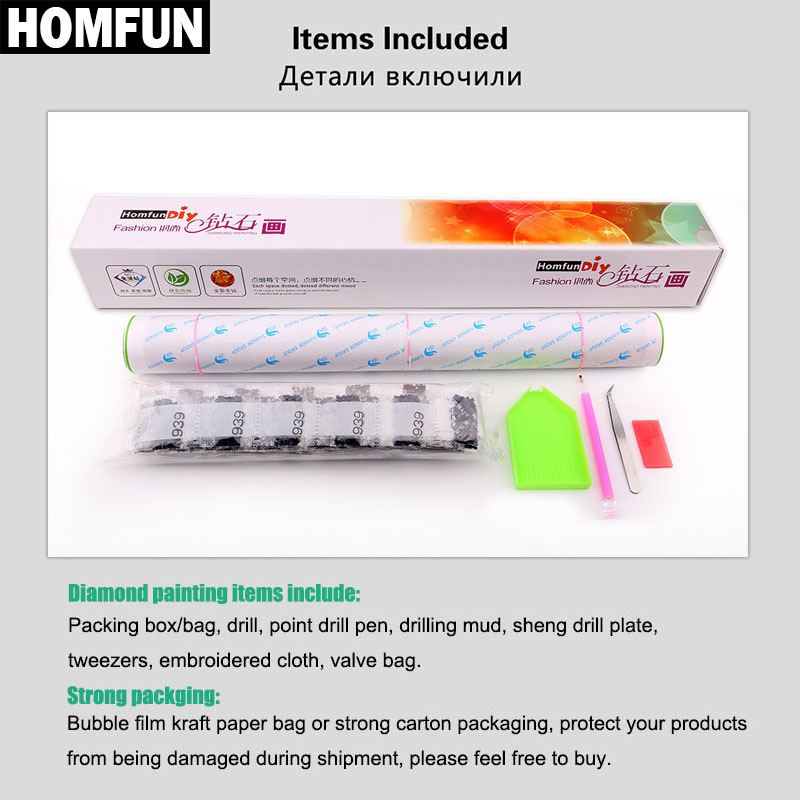 HOMFUN diamante ricamo 